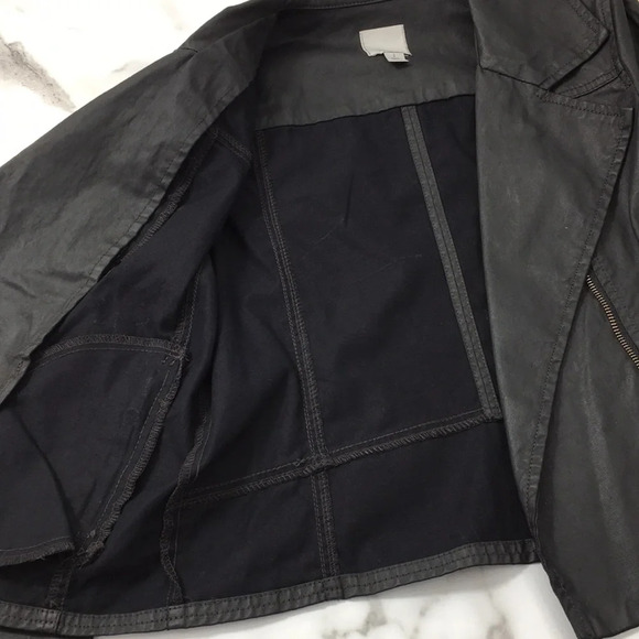 Halogen Black Front Zip‎ Cotton Biker Moto Jacket - Picture 6 of 14